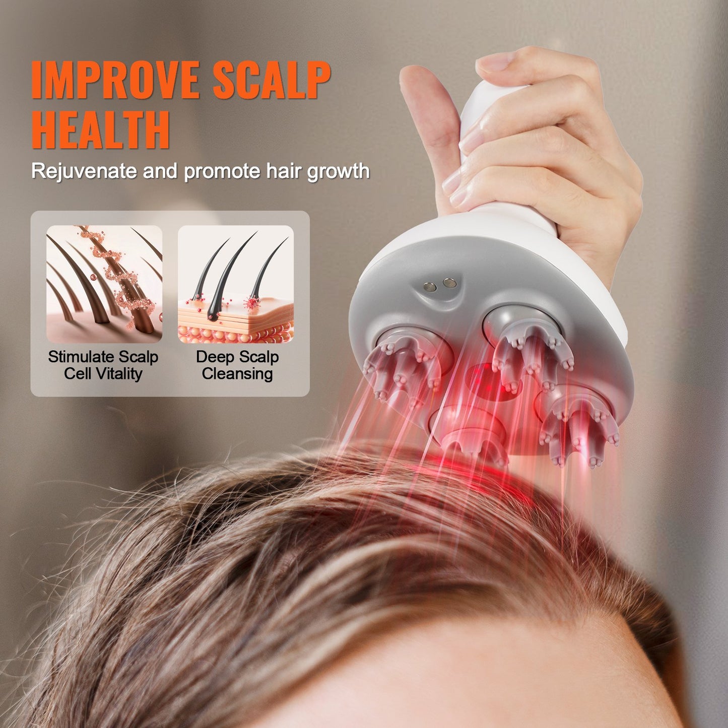 Electric Scalp Massager – Rechargeable Waterproof Head Massager for Hair Growth, Stress Relief & Deep Relaxation(USA)