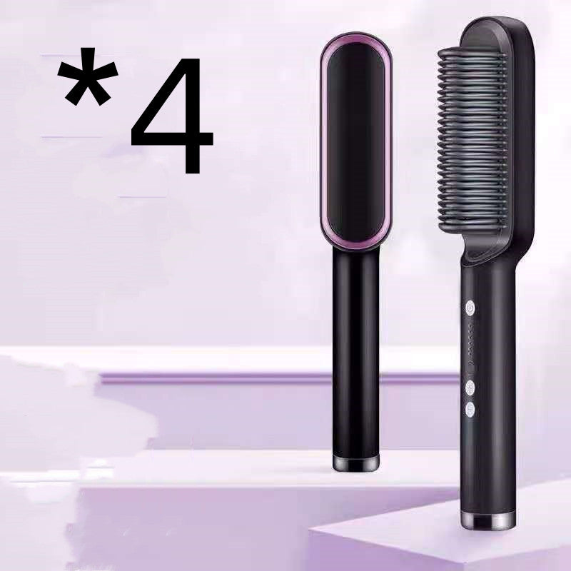 2-in-1 Hair Straightener Hot Comb Negative Ion Curling Electric Brush