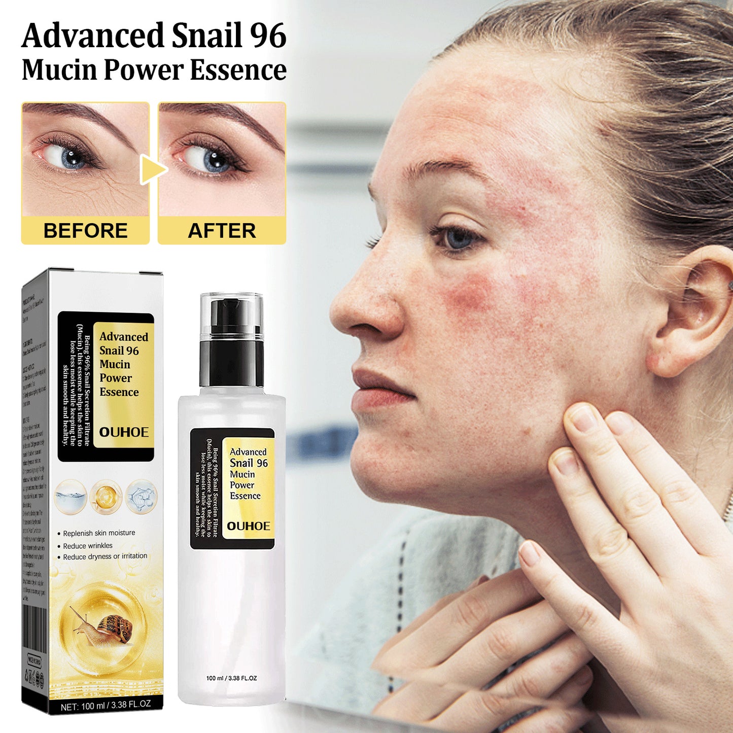 Snail Mucin Collagen Facial Serum – Hydrating Anti-Aging Essence for Brightening, Firming & Skin Repair