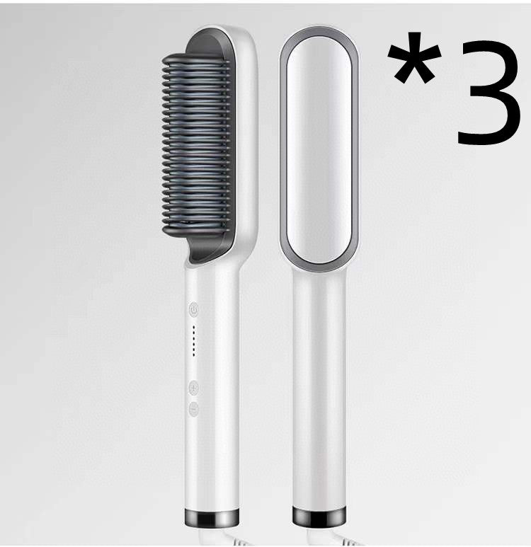 2-in-1 Hair Straightener Hot Comb Negative Ion Curling Electric Brush