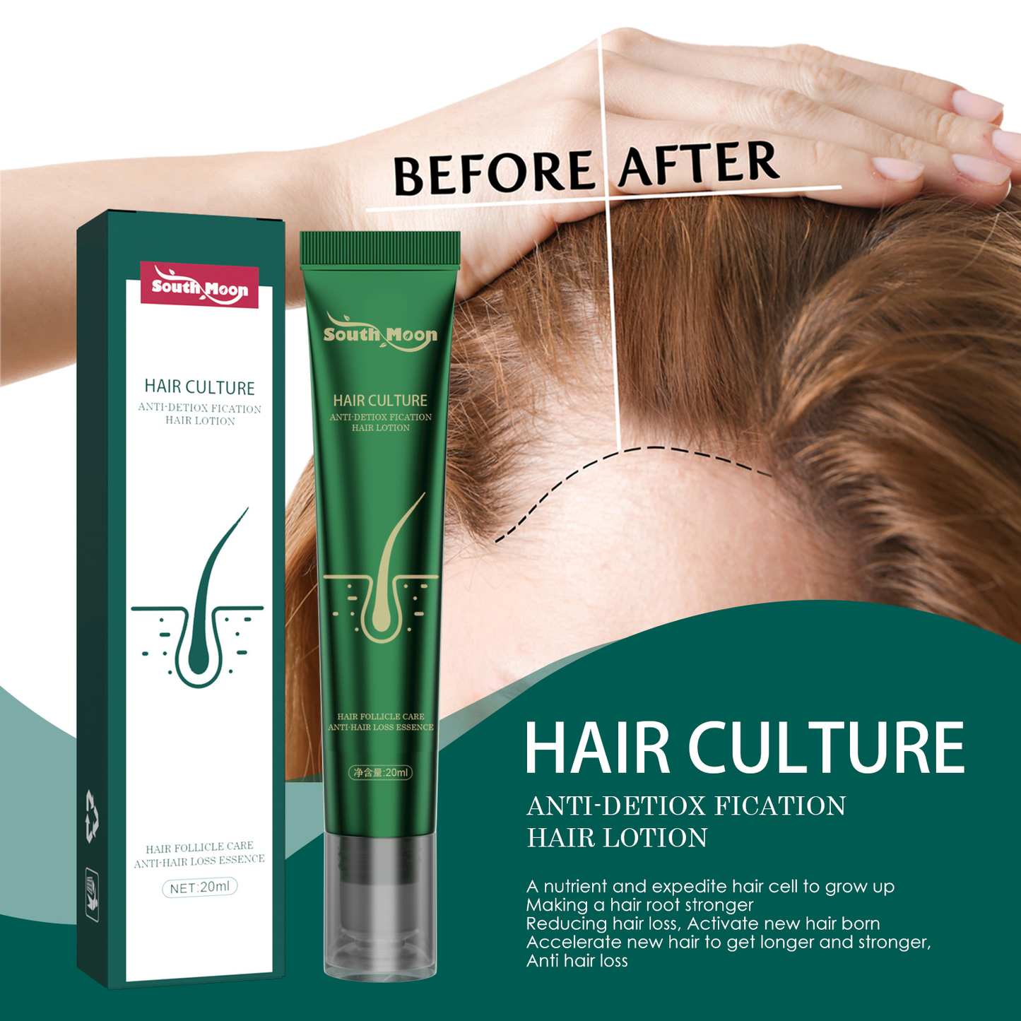 South Moon Anti-Hair Loss & Breakage Hair Growth Serum Hair Root Damage Repair Ginger Hair Serum (USA)