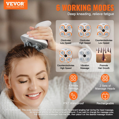 Electric Scalp Massager – Rechargeable Waterproof Head Massager for Hair Growth, Stress Relief & Deep Relaxation(USA)