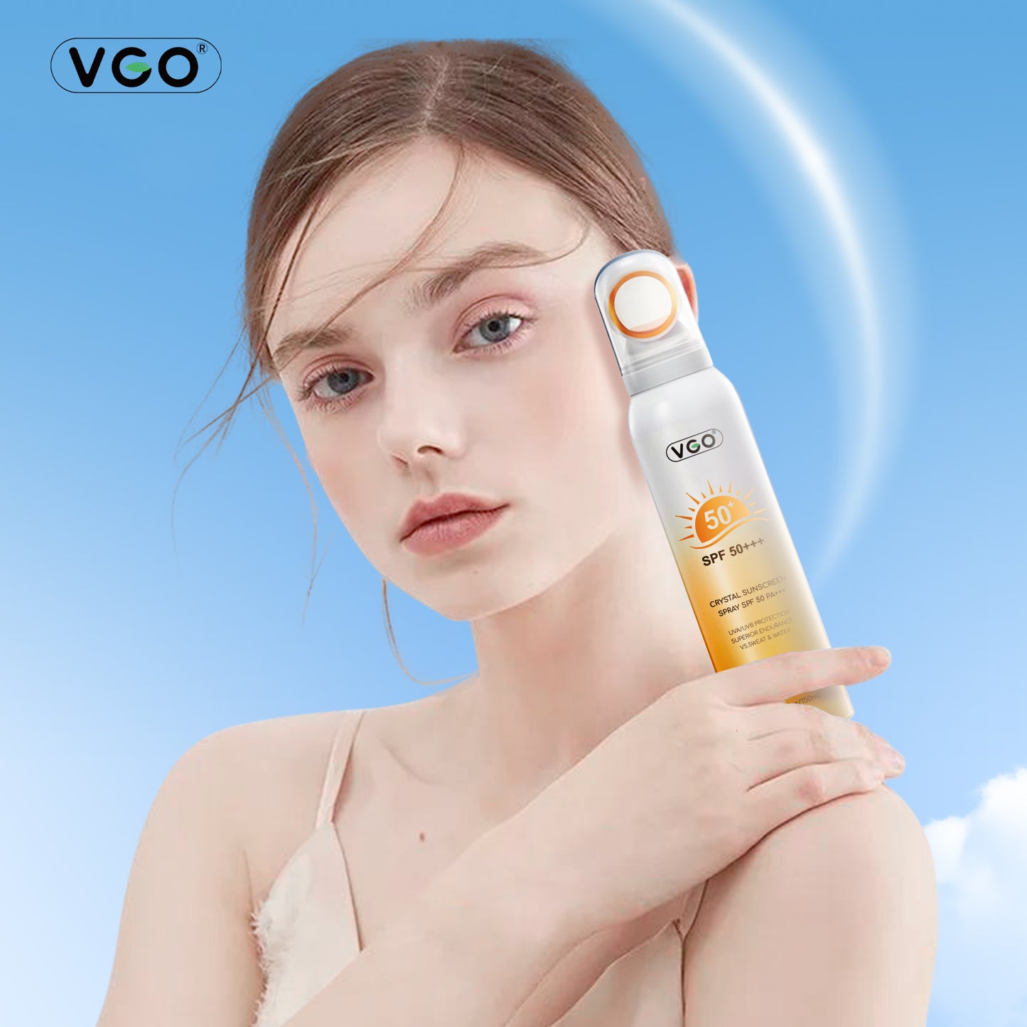 SPF 50 PA+++ Crystal Sunscreen Spray – Invisible UV Protection Mist for Face & Body, Lightweight & Hydrating Sunblock (USA)
