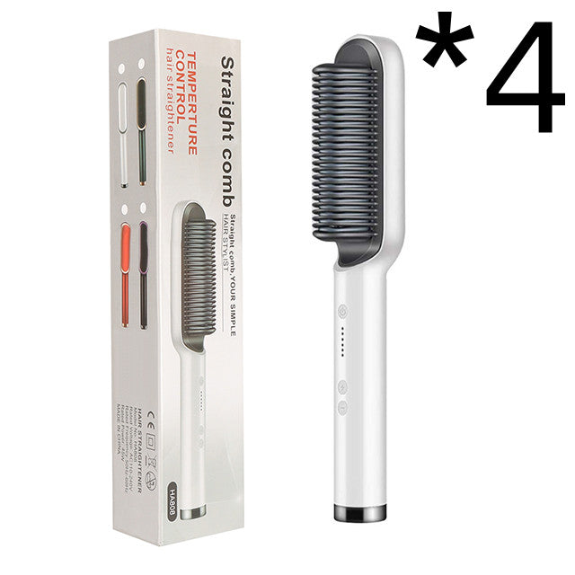 2-in-1 Hair Straightener Hot Comb Negative Ion Curling Electric Brush