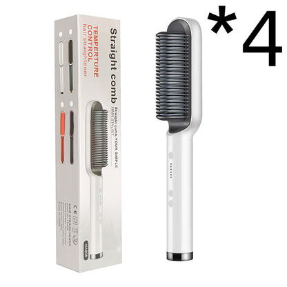 2-in-1 Hair Straightener Hot Comb Negative Ion Curling Electric Brush