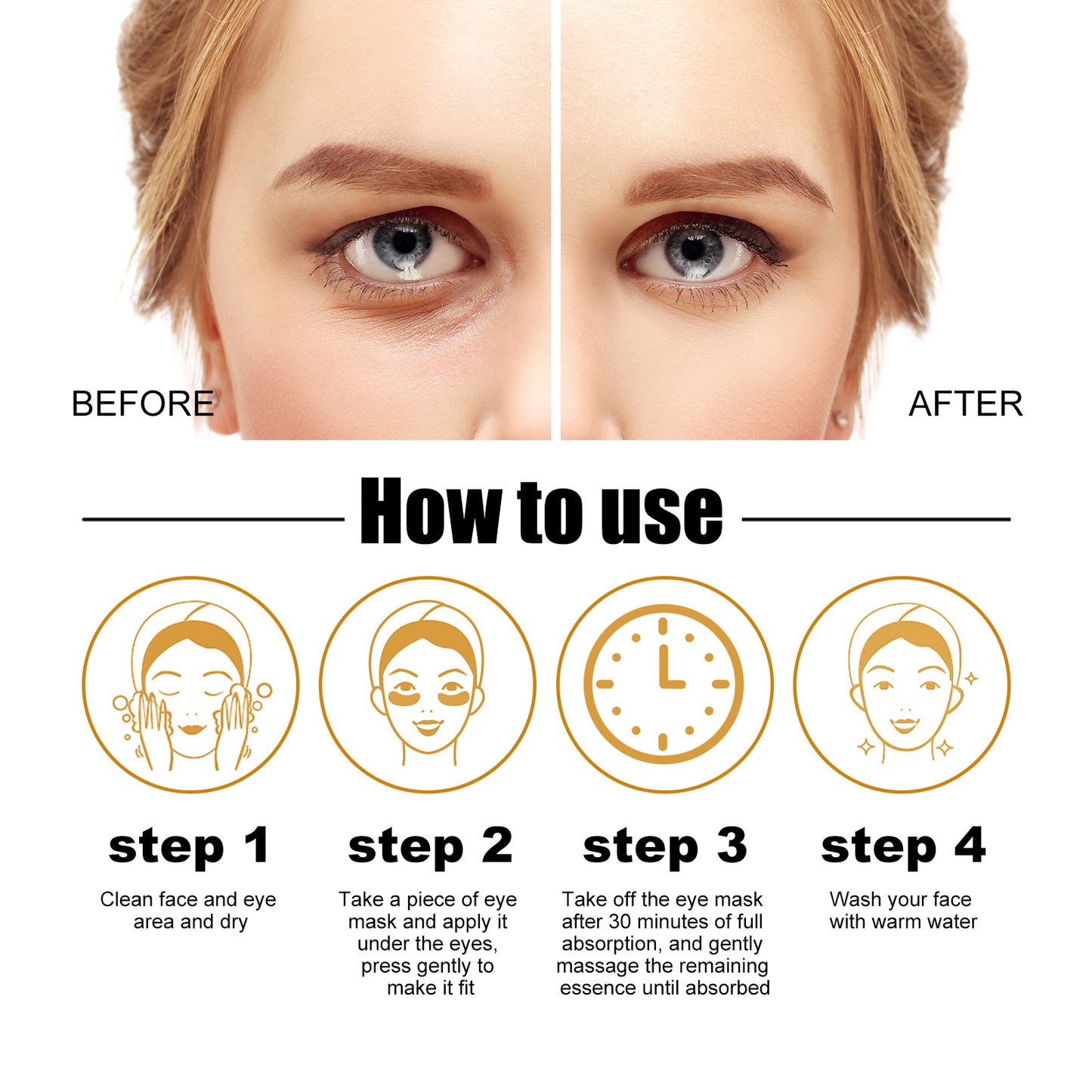 EELHOE Collagen Gold Eye Mask Patches – Anti-Aging Under Eye Patches for Dark Circles, Puffiness & Wrinkle Repair (USA)