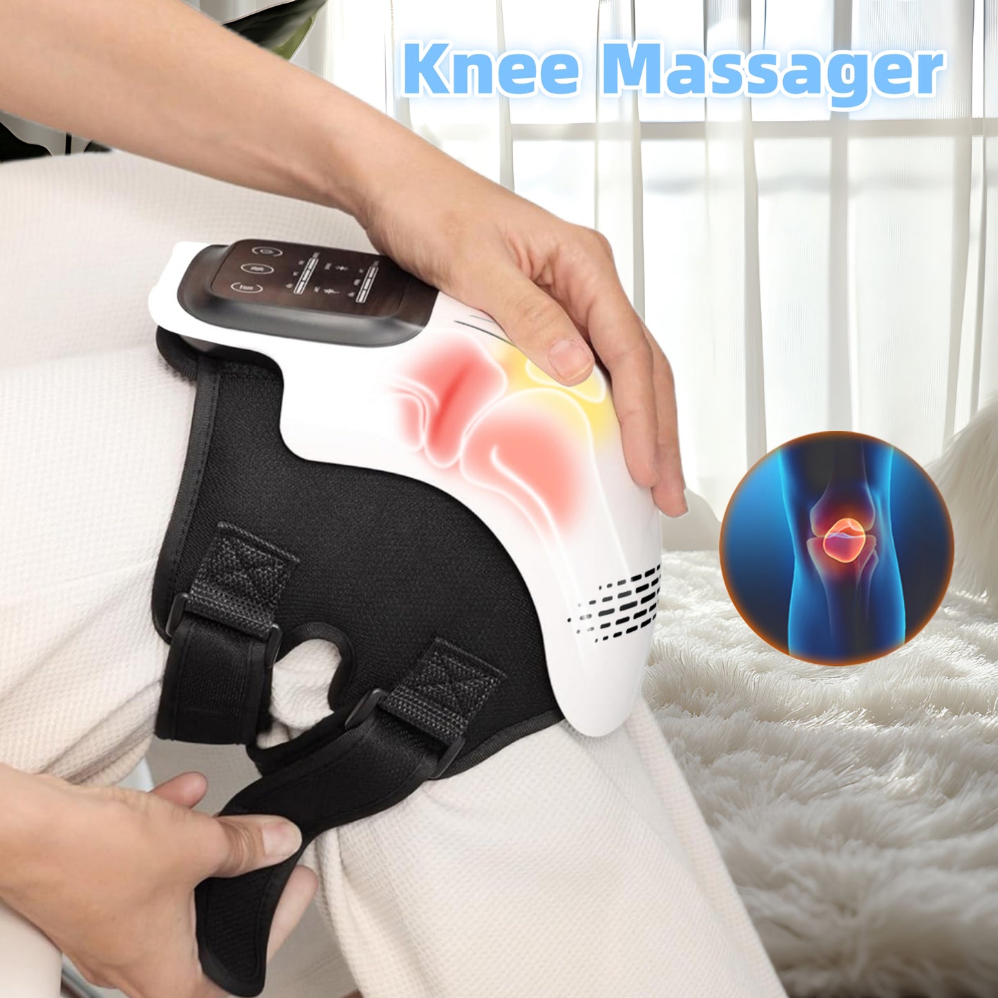Electric Knee Massager with Heating, Kneading, Infrared & Vibration – Rechargeable Pain Relief for Home Use