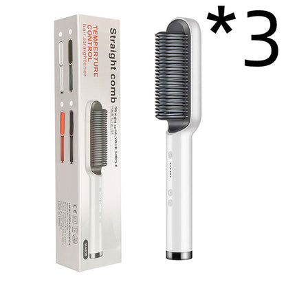 2-in-1 Hair Straightener Hot Comb Negative Ion Curling Electric Brush