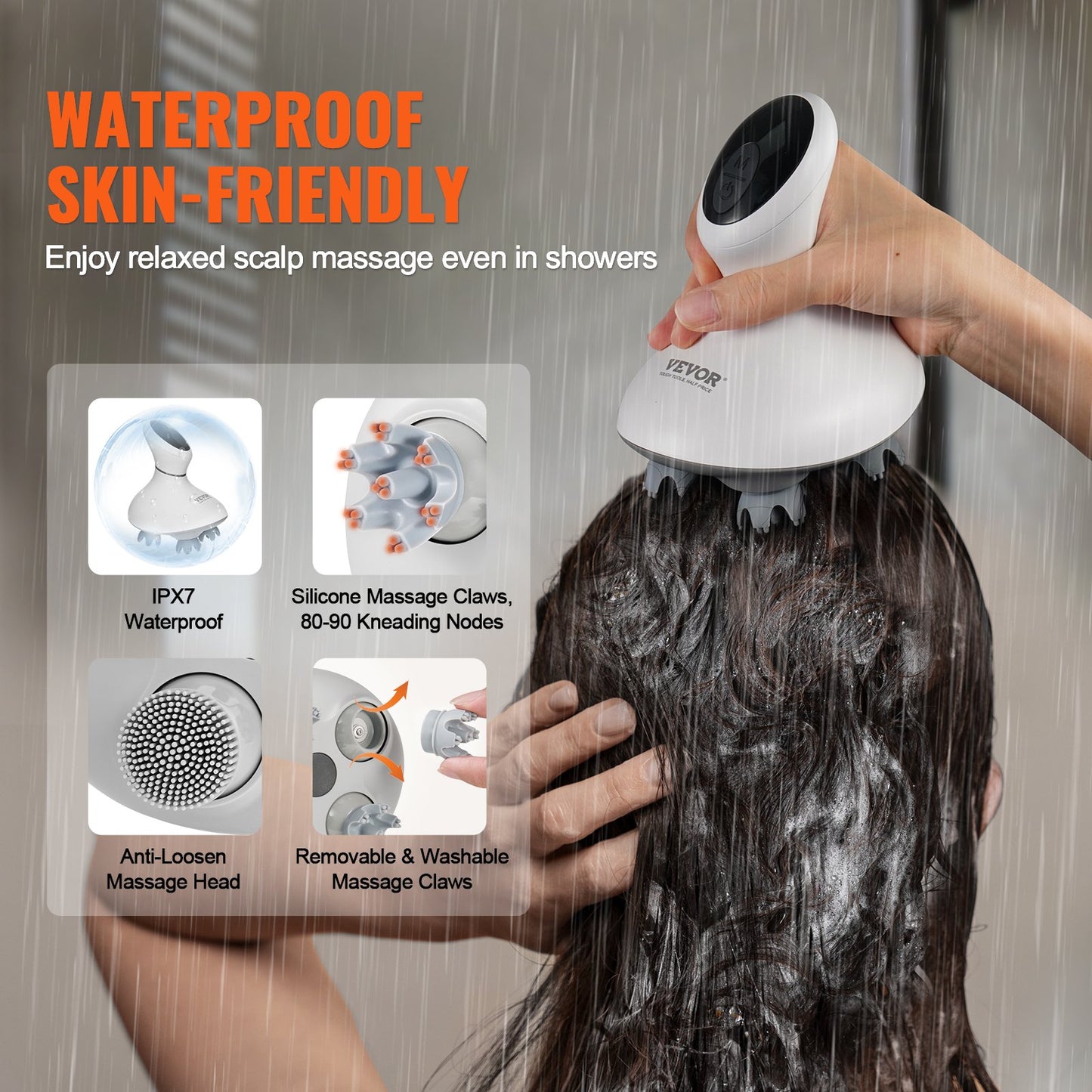 Electric Scalp Massager – Rechargeable Waterproof Head Massager for Hair Growth, Stress Relief & Deep Relaxation(USA)