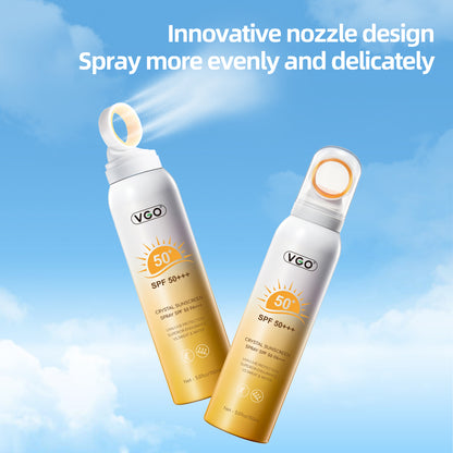 SPF 50 PA+++ Crystal Sunscreen Spray – Invisible UV Protection Mist for Face & Body, Lightweight & Hydrating Sunblock (USA)